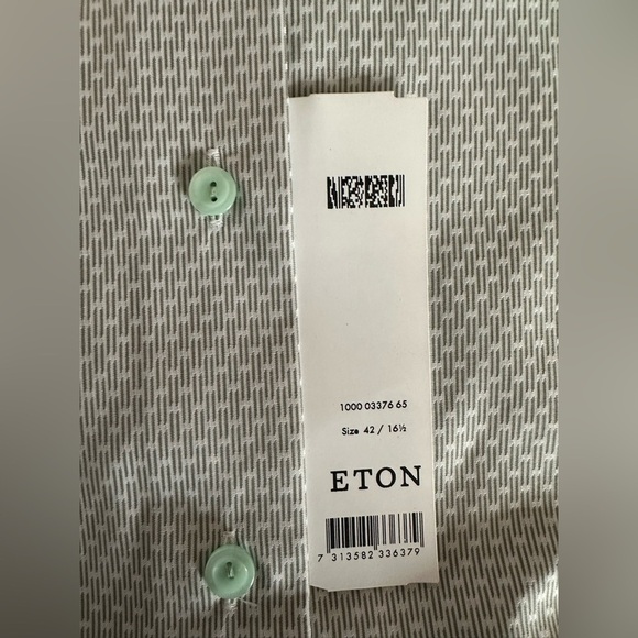 NWT ETON men’s button up dress shirt green 42 16.5 neck formal event office - Picture 5 of 12